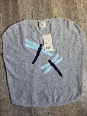 Sioni XS Gray Sweater with Dragonfly Design